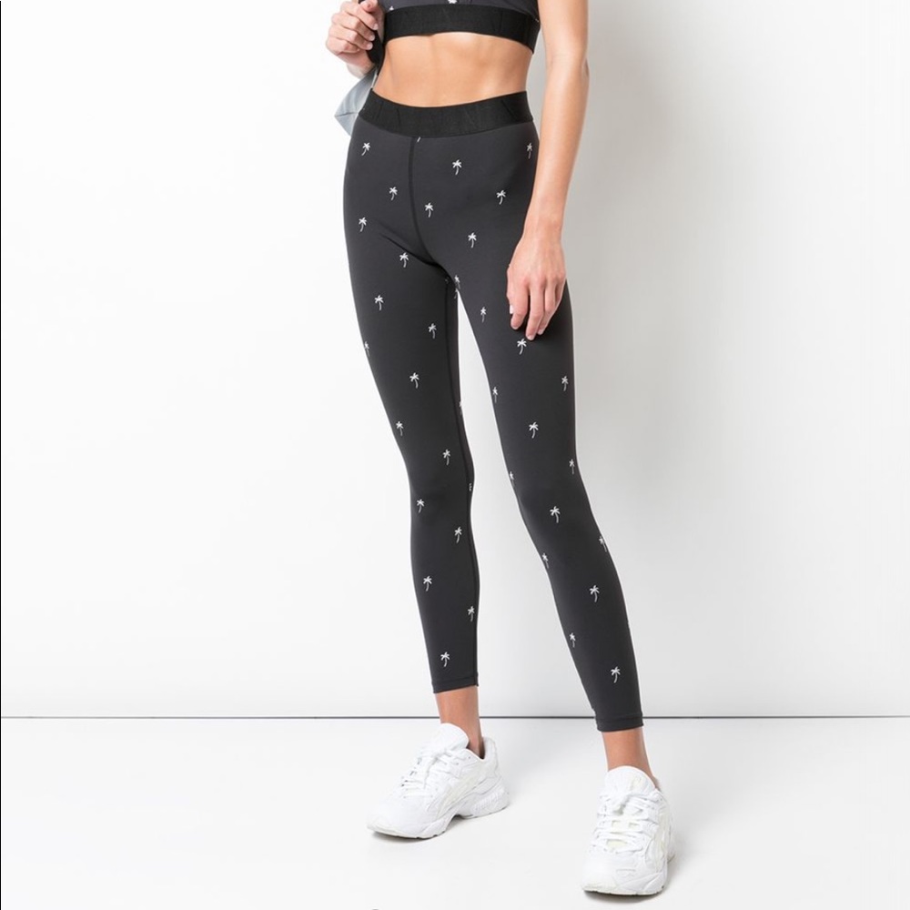 ALALA Embroidered Black Palm Leggings